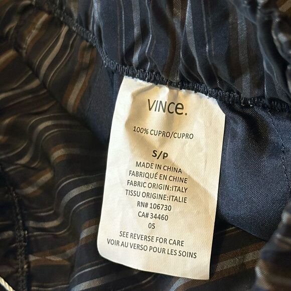 NWT $375 Vince Stripe Cupro Pants Midnight Blue Size Small - Picture 13 of 13